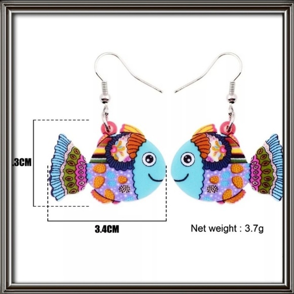 Fish Acrylic Multicolored Earrings - Picture 5 of 5